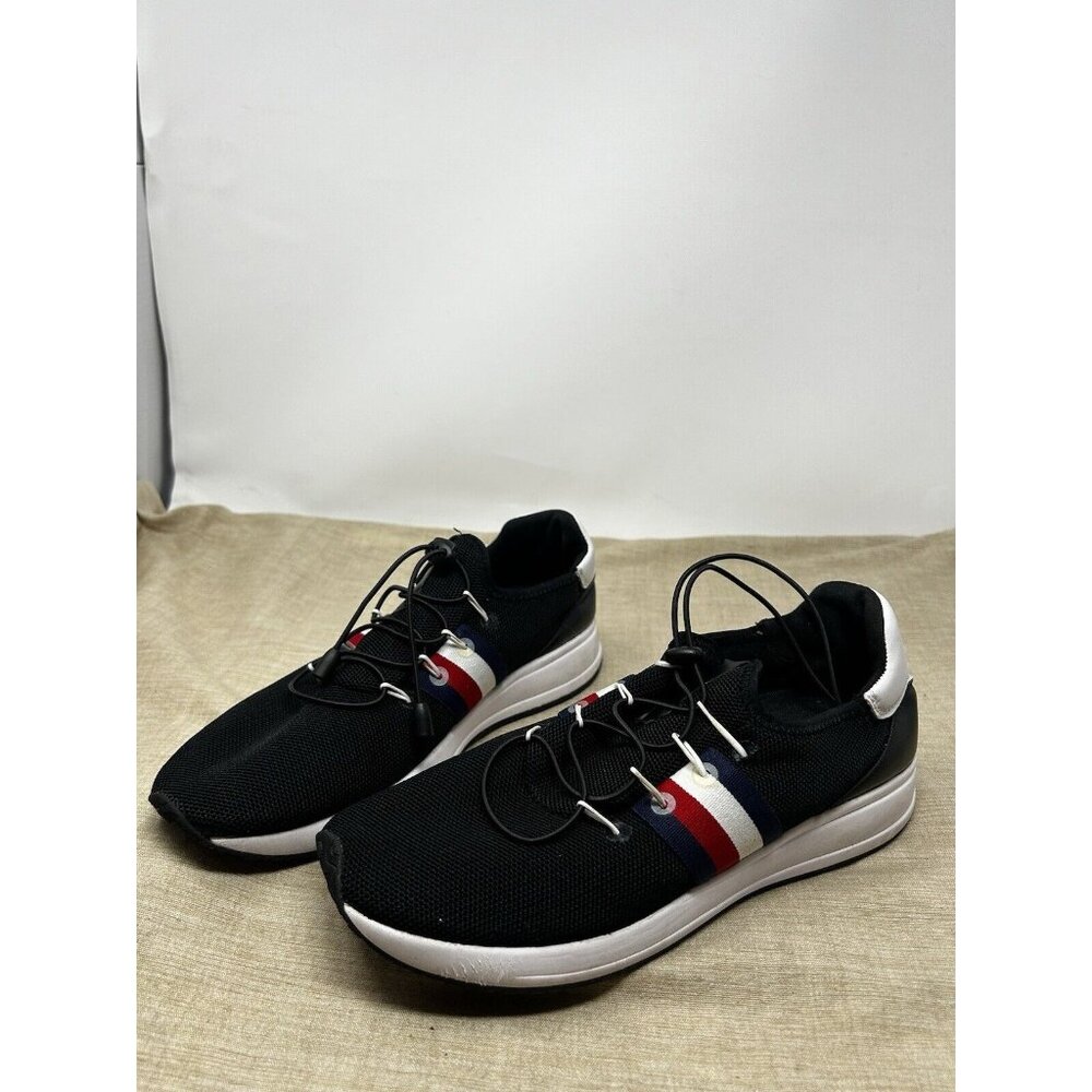 Tommy Hilfiger Rhena Womens Sz 10M Black Athletic Shoes Red, White, Blue Stripes